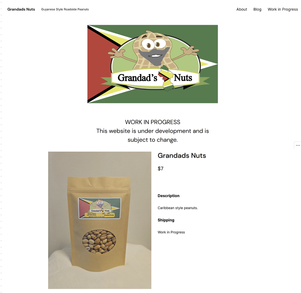 Original Grandad's Nuts website product listing